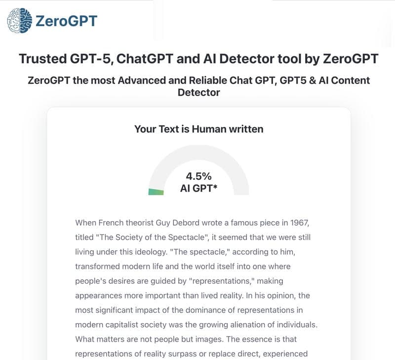 After: ZeroGPT AI-generated report