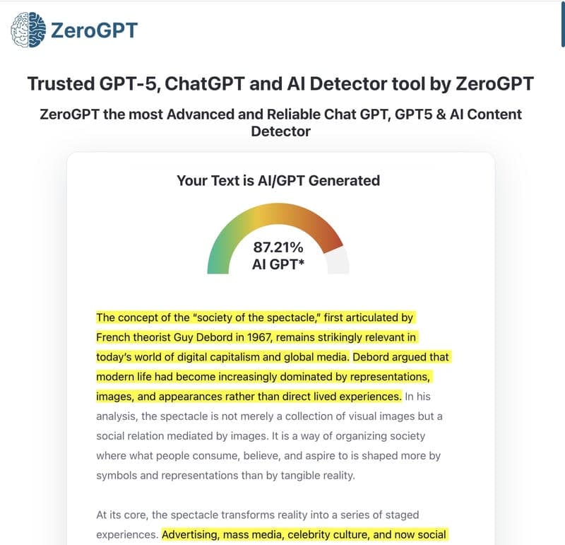 Before: ZeroGPT AI-generated report